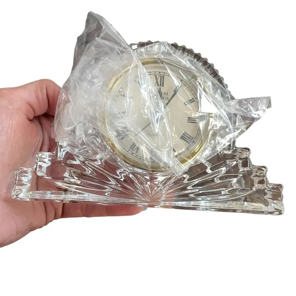 Crystal Legends by Godinger Cut Lead Crystal Mantle Clock Gift New Old Stock